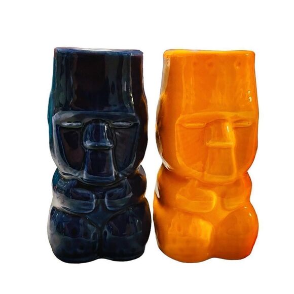 Pair of Ceramic Hawaiian Tiki Shot Glasses - Picture 1 of 4